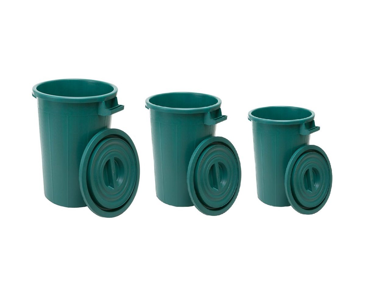 Bidone VERDE con COPERCHIO - Forniture aziendali - Uni3 Servizi