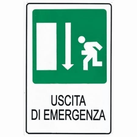 CARTELLO USCITA DI EMERGENZA SOTTOSTANTE