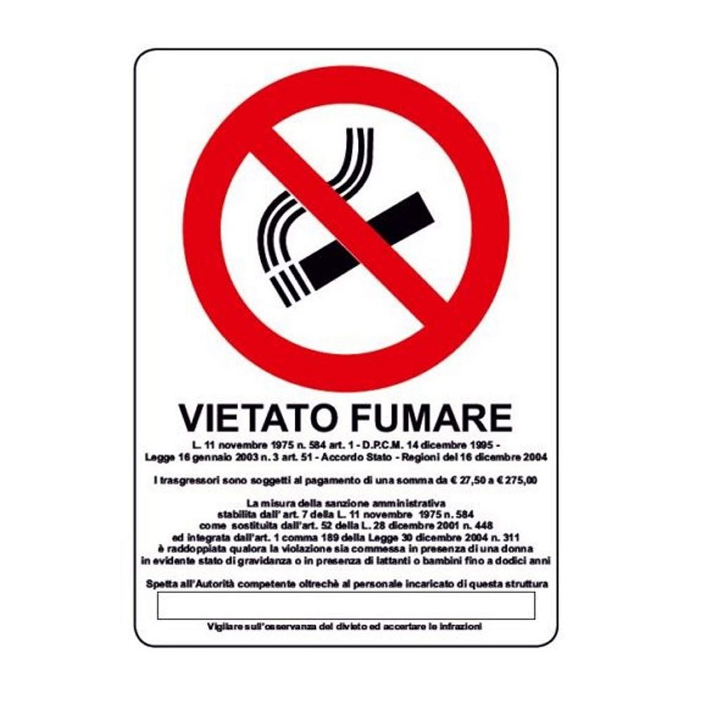 CARTELLO VIETATO FUMARE - Forniture aziendali - Uni3 Servizi